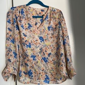 REBECCA TAYLOR 100% silk blouse size 0 floral